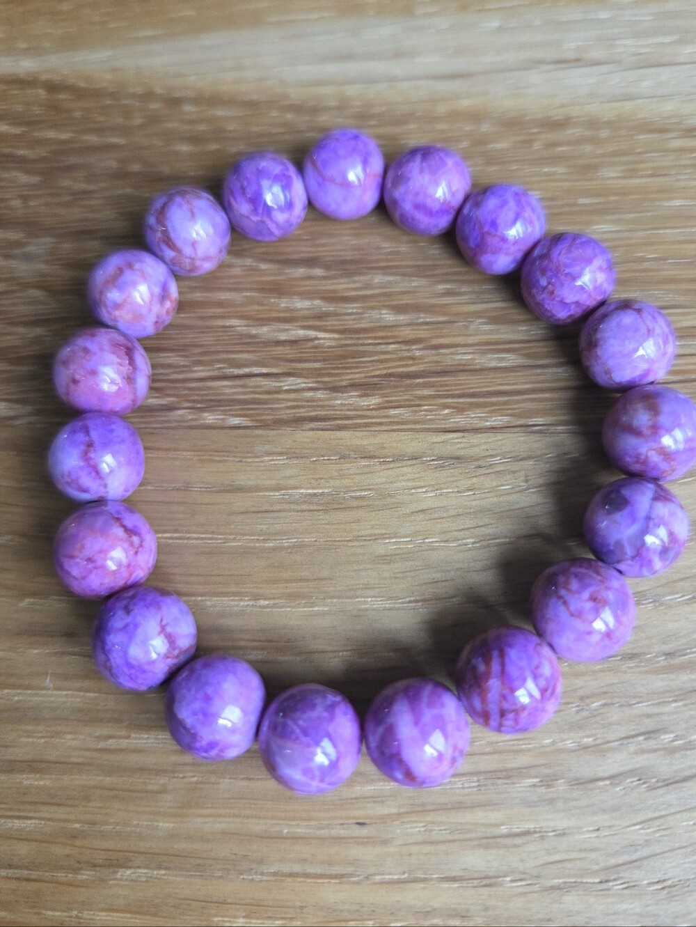 Pink Crazy Lace Calcite Beads Stretch Bracelet - Hand Crafted